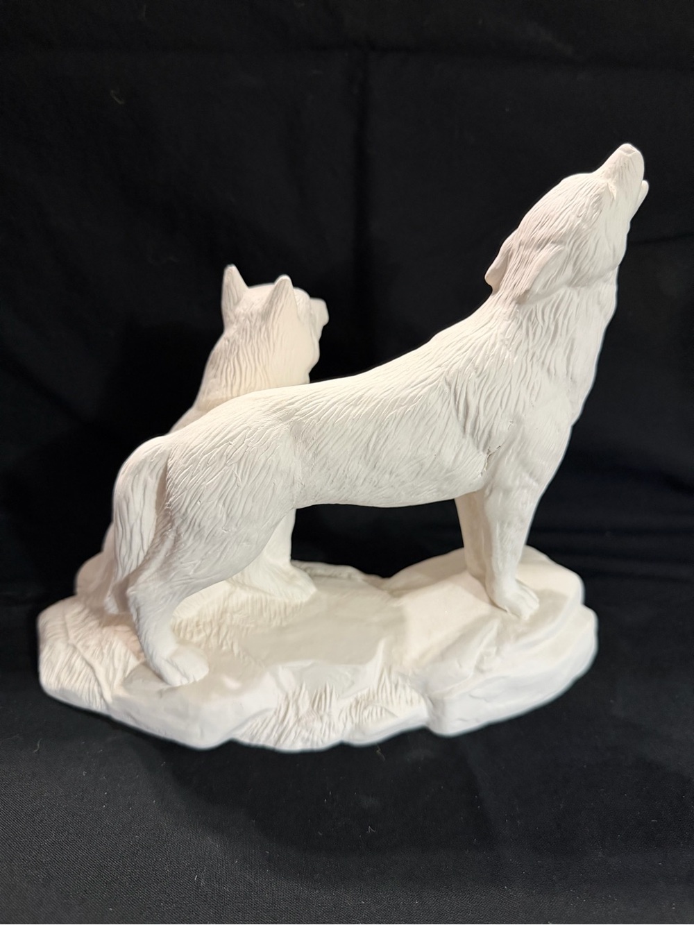 White Unpainted Ceramic Wolf